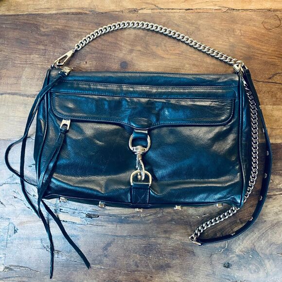 REBECCA MINKOFF M.A.C. Black Leather Large Crossbody Shoulder Clutch Bag - Picture 13 of 15